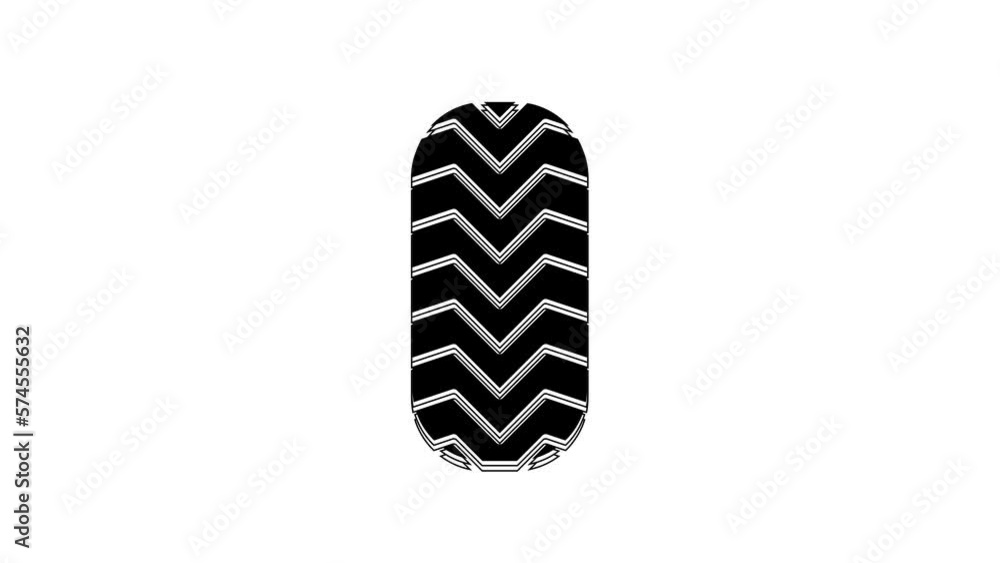 Black Car tire icon isolated on white background. 4K Video motion graphic animation Black Car tire icon isolated on white background. 4K Video motion graphic animation