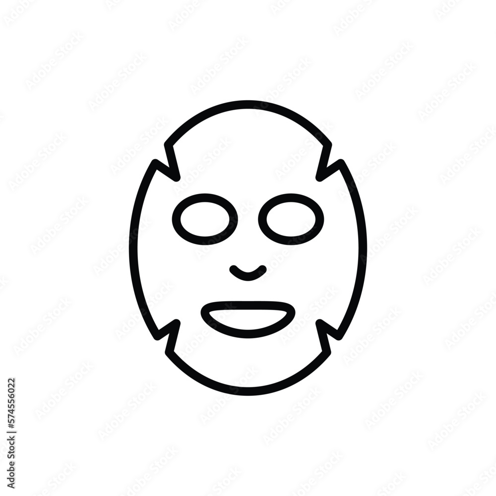Facial sheet mask thin line icon. Modern vector illustration for beauty shop.