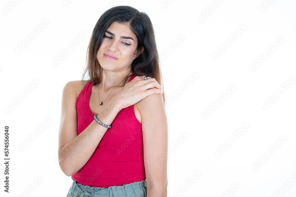 young unwell woman casual portrait ill girl in studio white background young unwell woman casual portrait ill girl in studio white background