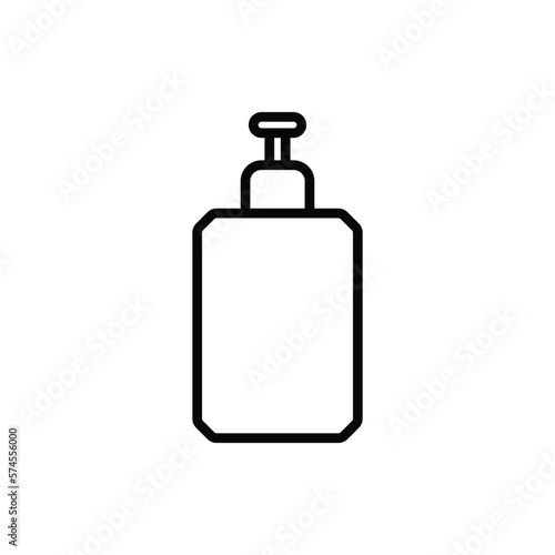 Plastic tube with skin care treatment. Toner, soap dispenser, lotion. Simple thin line icon for beauty shop. Modern vector illustration.