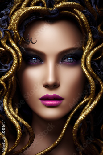 Medusa. Mythological goddess of the past. Generative Artificial Intelligence.
