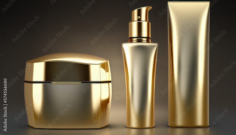 Gold Luxury Cosmetic Bottle Mockup Blank and Clean Plastic Product Labeling and Design Gold Luxury Cosmetic Bottle Mockup Blank and Clean Plastic Product Labeling and Design