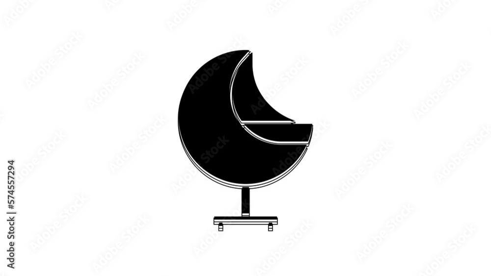 Black Armchair icon isolated on white background. 4K Video motion graphic animation Black Armchair icon isolated on white background. 4K Video motion graphic animation
