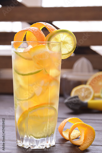 Close-up of a refreshing citrus cocktail