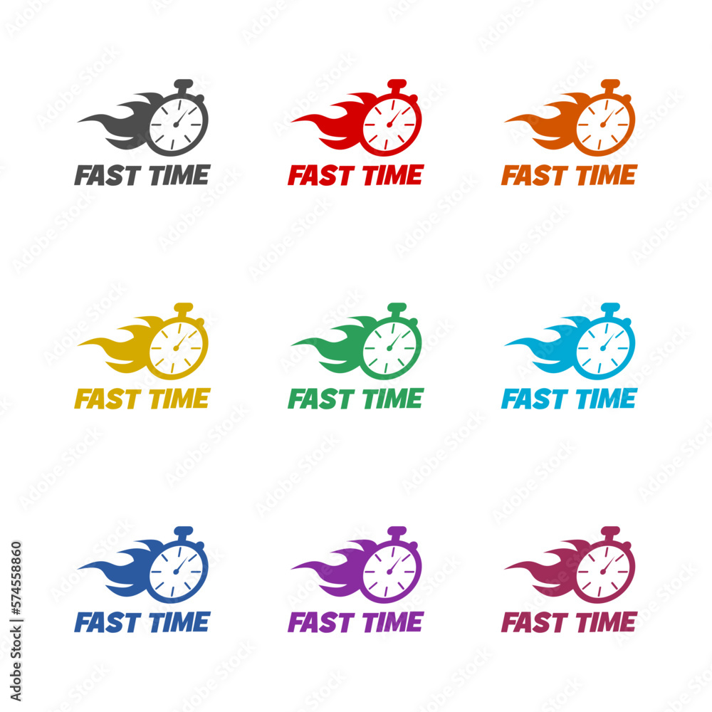Fast time logo icon isolated on white background. Set icons colorful