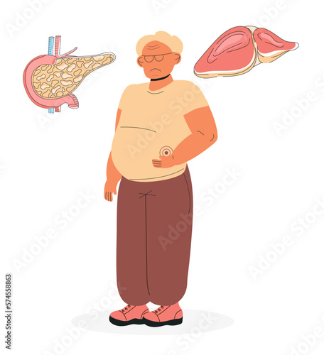 Hepatology concept vector for medical website. Illness patient. Concept of hepatitis A, B, C, D, cirrhosis, world