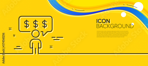 Employee benefits line icon. Abstract yellow background. Business salary sign. People savings symbol. Minimal employee benefits line icon. Wave banner concept. Vector