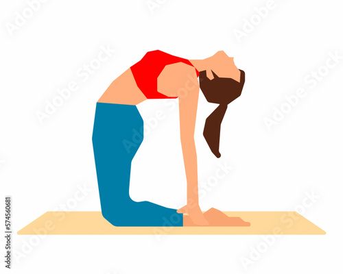 Camel Yoga pose, woman practicing yoga exercise Healthy lifestyle.