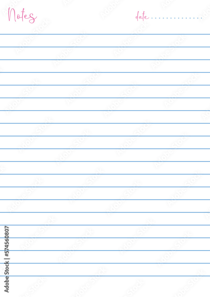 Vector illustration of note pad page with striped pattern for every day Vector illustration of note pad page with striped pattern for every day