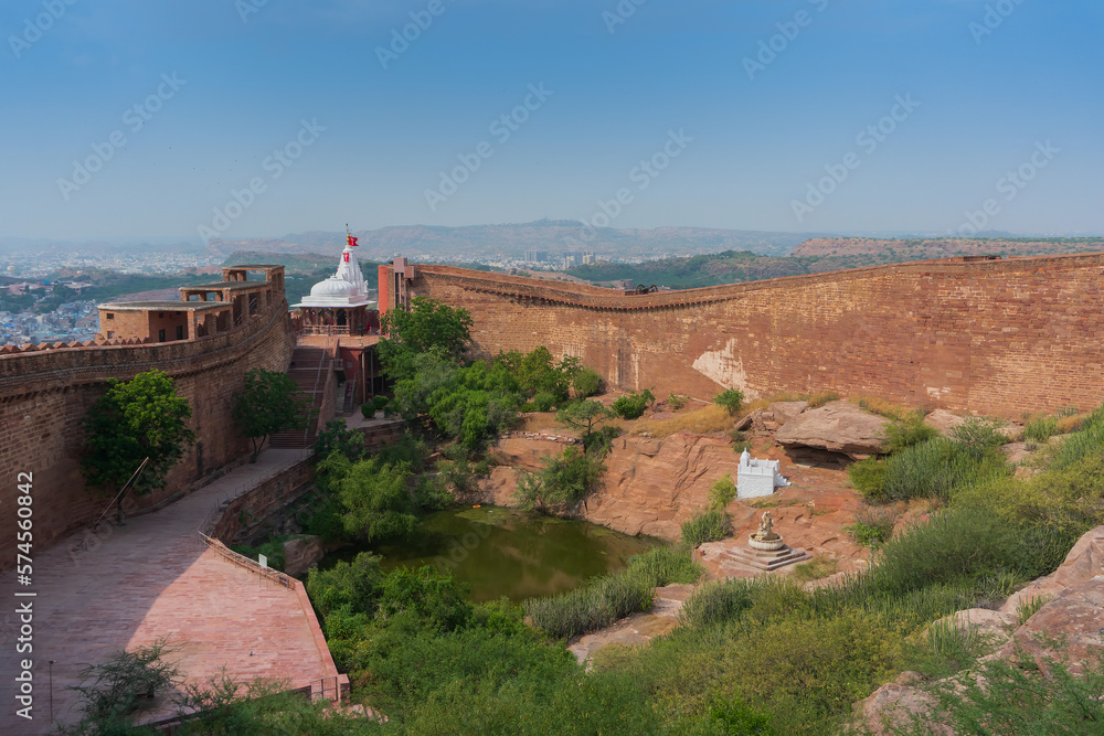 Chamunda Mataji temple at Mehrangarh fort, Jodhpur, Rajasthan, India. Chamunda Mataji was Rao Jodha's, founder of Jodhpur, Isht Devi or Goddess and is worshipped by most of Jodhpur's citizens as well.
