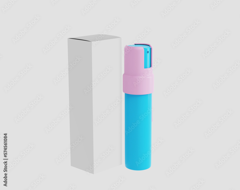 Spray bottle mockup. Aerosol can, cylinder deodorant. Metallic tube with plastic cap. 3d illustration Spray bottle mockup. Aerosol can, cylinder deodorant. Metallic tube with plastic cap. 3d illustration