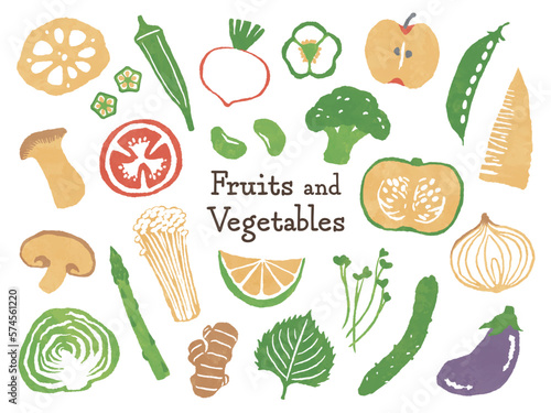 illustration set of fruits and vegetables