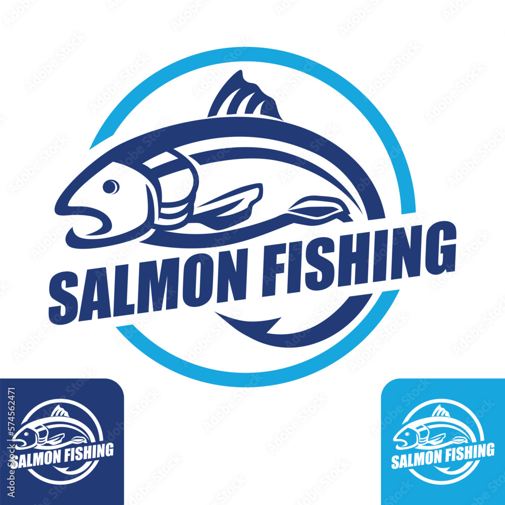 Obraz premium Salmon Fishing Logo. Simple Salmon Fishing Logo Silhouette