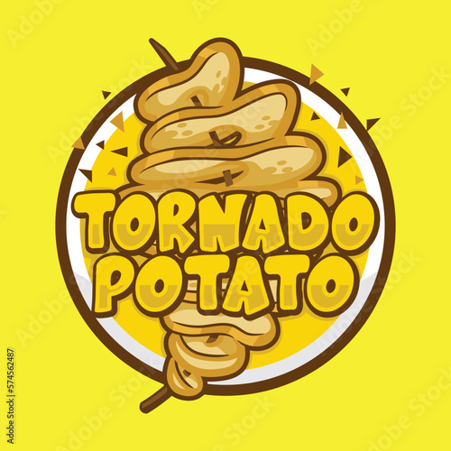 Tornado Potato Logo. Spiral Twist Potato. Potato Mascot Vector Design