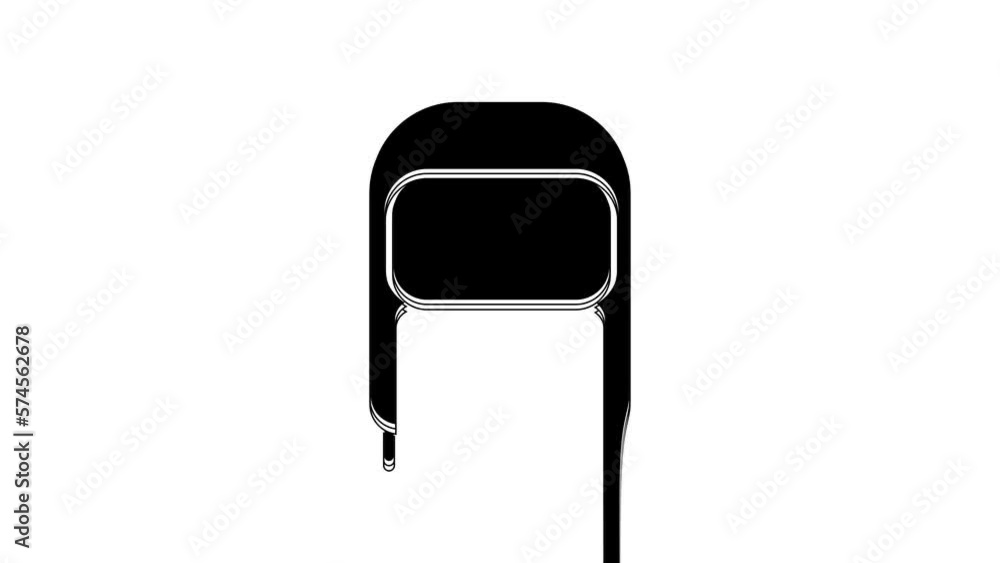 Black Winter hat with ear flaps icon isolated on white background. 4K Video motion graphic animation Black Winter hat with ear flaps icon isolated on white background. 4K Video motion graphic animation