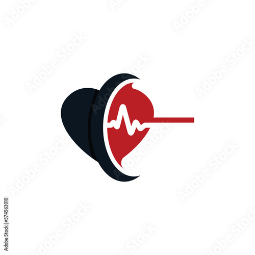 Creative Love Logo With Cardiogram Line for Cardiology, Creative Heart Logo With EKG Line for Cardiology