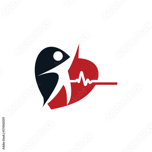 Creative Love Logo With Cardiogram Line for Cardiology, Creative Heart Logo With EKG Line for Cardiology