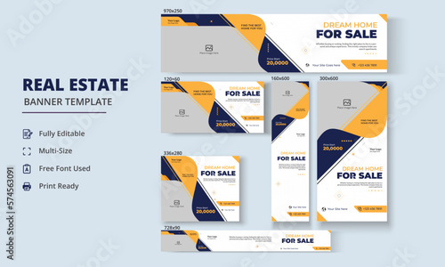 Real Estate Banner Template, Modern Real Estate Banners, Real Estate Roll Up Banner