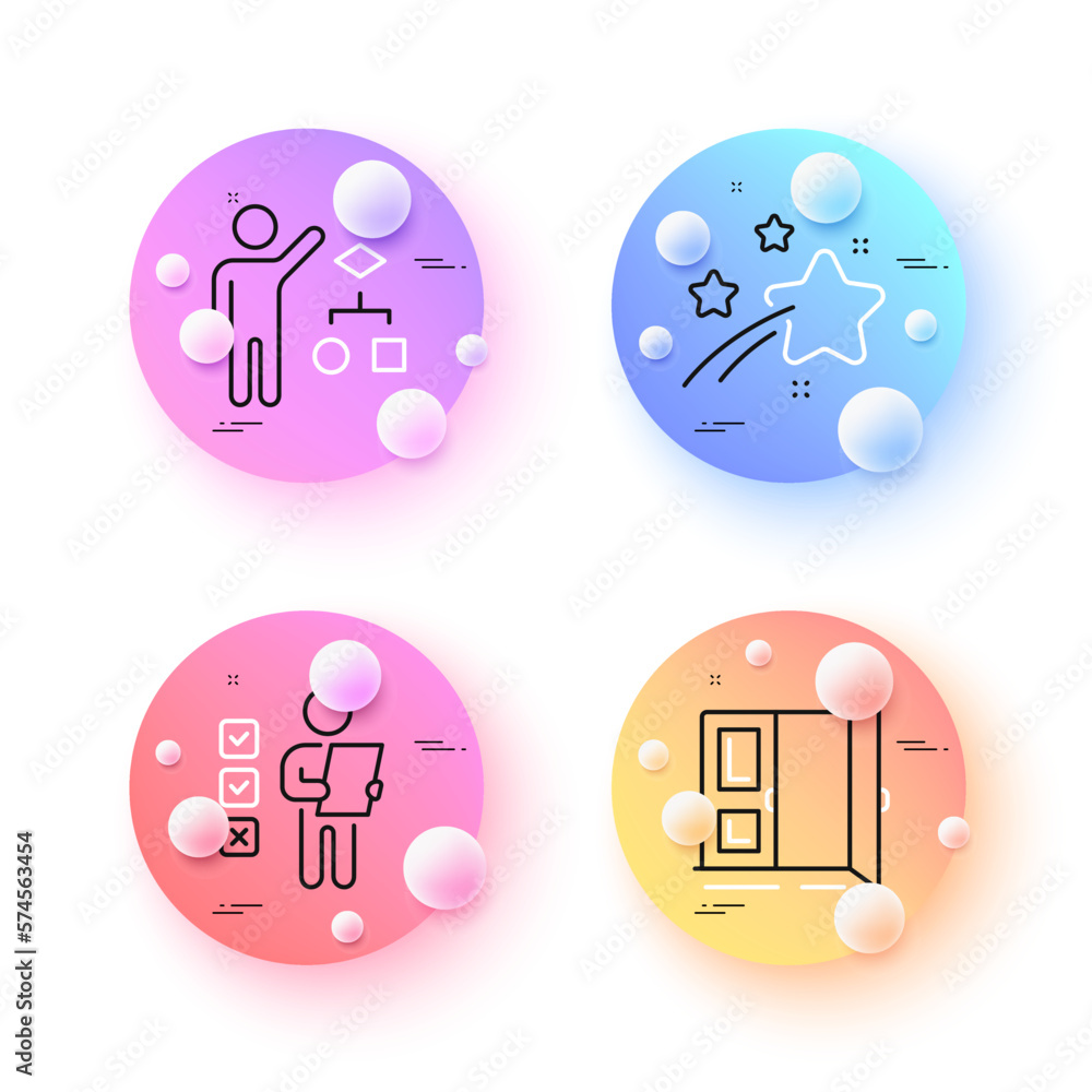 Voting ballot, Algorithm and Falling star minimal line icons. 3d spheres or balls buttons. Open door icons. For web, application, printing. Vote checklist, Developers job, Night star. Entrance. Vector Voting ballot, Algorithm and Falling star minimal line icons. 3d spheres or balls buttons. Open door icons. For web, application, printing. Vote checklist, Developers job, Night star. Entrance. Vector