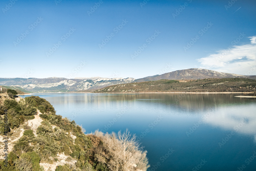 Lake of Sainte-Croix (Lac de Sainte-Croix, Gorges du Verdon) in the Provence-Alpes-Côte d'Azur region, France