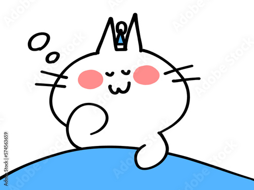 Foto 就寝前のおやすみにゃんこのイラスト素材