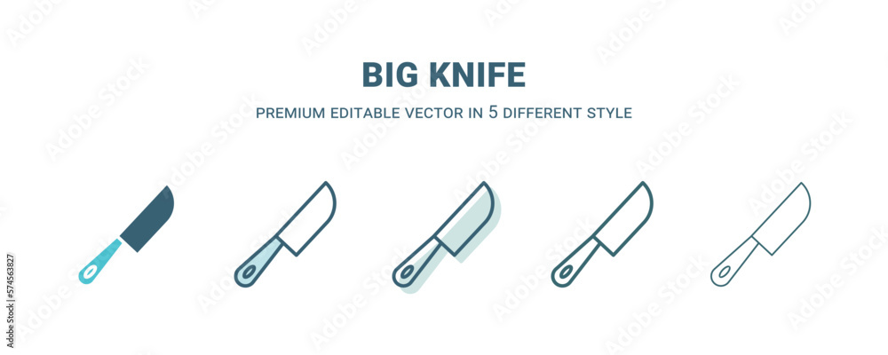 big knife icon in 5 different style. Outline, filled, two color, thin big knife icon isolated on white background. Editable vector can be used web and mobile big knife icon in 5 different style. Outline, filled, two color, thin big knife icon isolated on white background. Editable vector can be used web and mobile
