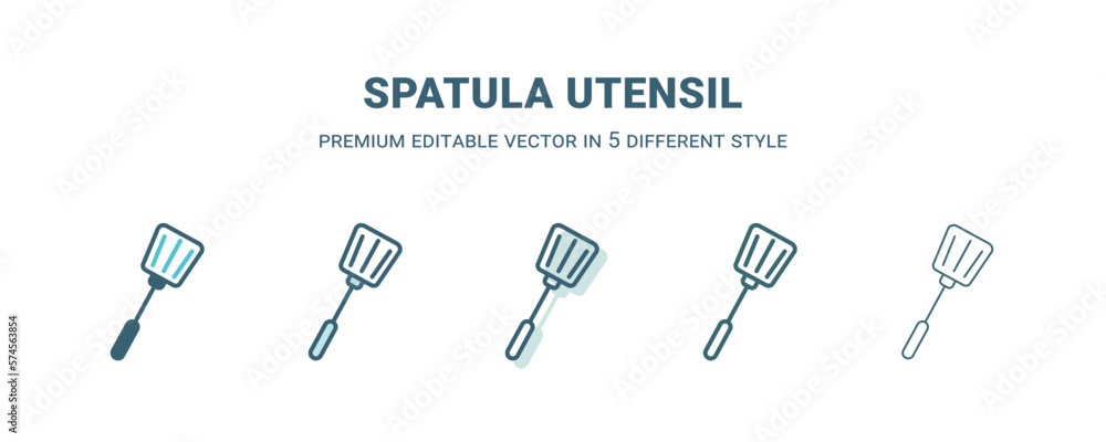 spatula utensil icon in 5 different style. Outline, filled, two color, thin spatula utensil icon isolated on white background. Editable vector can be used web and mobile spatula utensil icon in 5 different style. Outline, filled, two color, thin spatula utensil icon isolated on white background. Editable vector can be used web and mobile