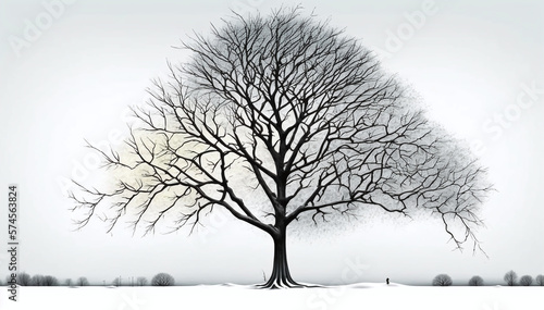 silhouette of a tree in winter