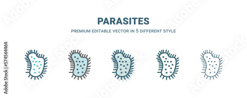 parasites icon in 5 different style. Outline, filled, two color, thin parasites icon isolated on white background. Editable vector can be used web and mobile