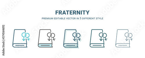 fraternity icon in 5 different style. Outline, filled, two color, thin fraternity icon isolated on white background. Editable vector can be used web and mobile
