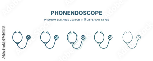 phonendoscope icon in 5 different style. Outline, filled, two color, thin phonendoscope icon isolated on white background. Editable vector can be used web and mobile