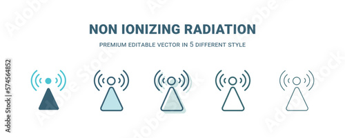 non ionizing radiation icon in 5 different style. Outline, filled, two color, thin non ionizing radiation icon isolated on white background. Editable vector can be used web and mobile