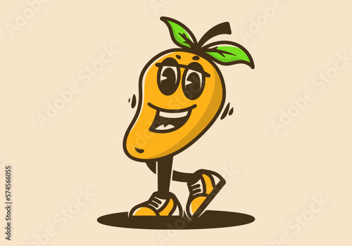 Mascot character design of happy mango fruit
