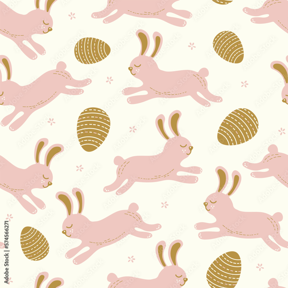 Fototapeta premium cute patterns with hares and easter eggs pattern vector