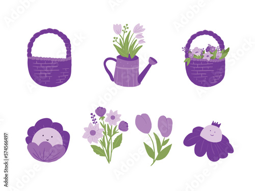 flowers in a basket hand-drawn vector illustration © Lisa Yasier