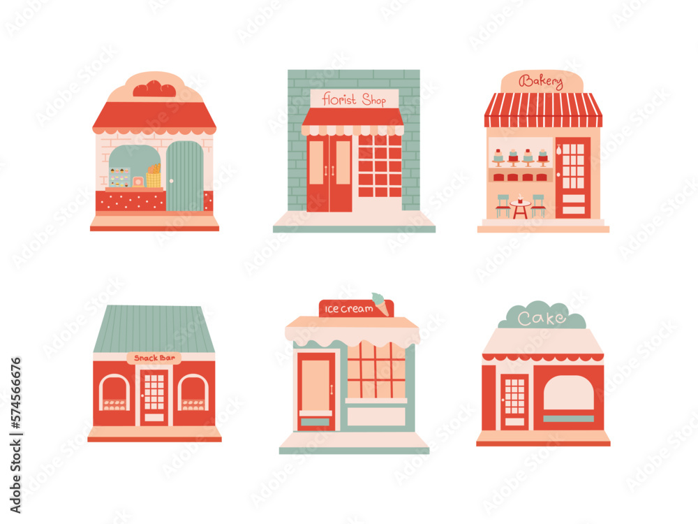 Hand-drawn vector illustration of mini shop