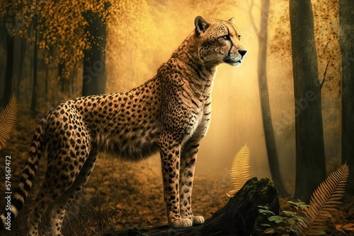Cheetah in wild, awesome high resolution wild life background generative ai
