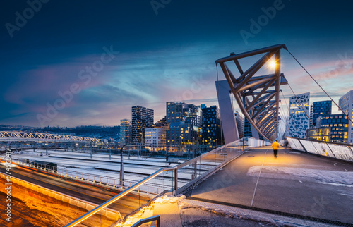 Modern buildings in Oslo at twilight, Barcode Oslo © MelaniePhotos