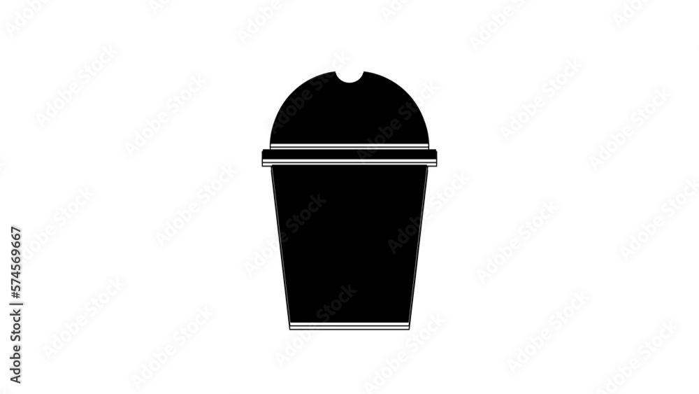 Black Paper glass and water icon isolated on white background. Soda drink glass. Fresh cold beverage symbol. 4K Video motion graphic animation Black Paper glass and water icon isolated on white background. Soda drink glass. Fresh cold beverage symbol. 4K Video motion graphic animation