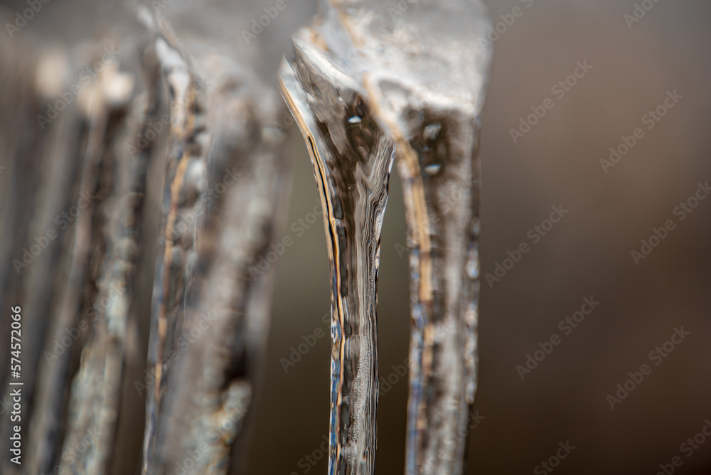dangling icicle in daylight natural light - obrazy, fototapety, plakaty 