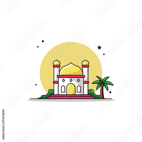 mosque logo illustration, ramadan islamic background vector.
