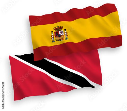 Flags of Republic of Trinidad and Tobago and Spain on a white background