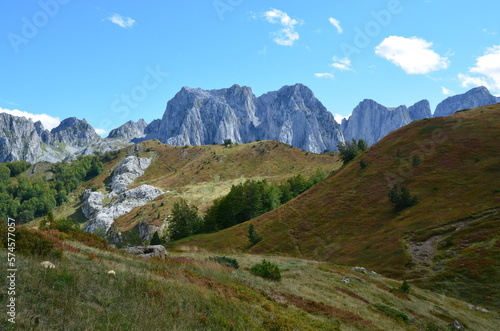 The mountains of the Prokletije National Park in the autumn near the Grebaje Valley of Montenegro. The Accursed Mountains. Albanian Alps. © Andrzej