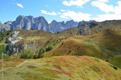 The mountains of the Prokletije National Park in the autumn near the Grebaje Valley of Montenegro. The Accursed Mountains. Albanian Alps. photo