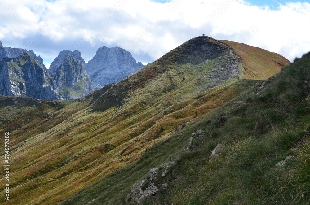 The mountains of the Prokletije National Park in the autumn near the Grebaje Valley of Montenegro. The Accursed Mountains. Albanian Alps.