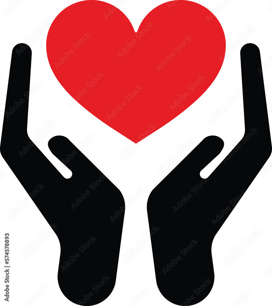 heart in hands . heart care icon with hands isolated on white background heart in hands . heart care icon with hands isolated on white background