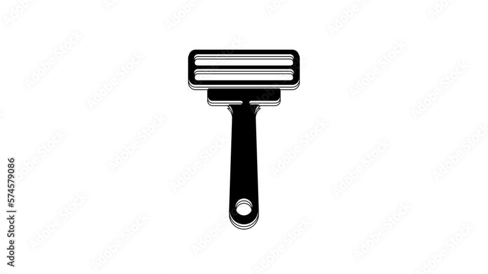 Black Shaving razor icon isolated on white background. 4K Video motion graphic animation Black Shaving razor icon isolated on white background. 4K Video motion graphic animation