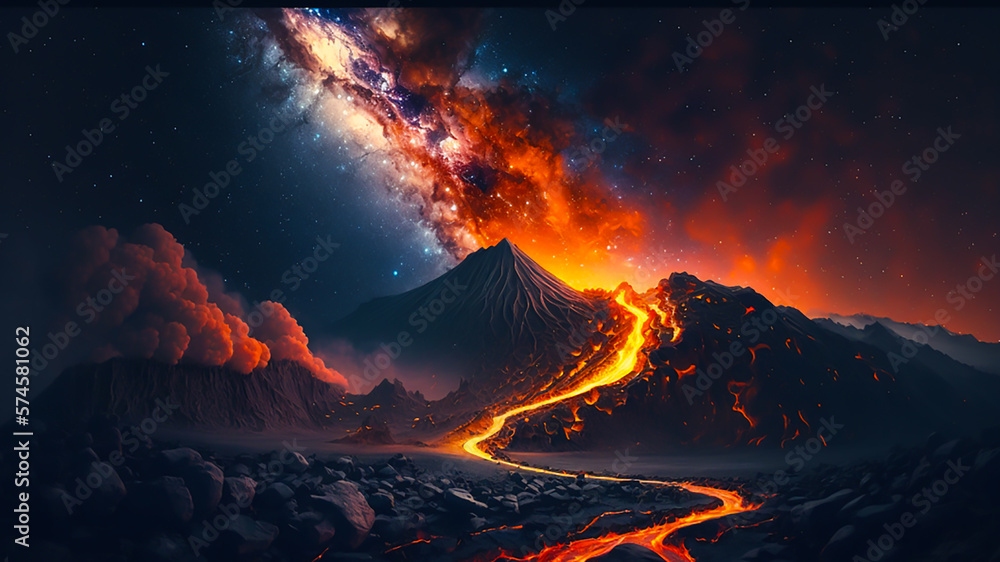 火山と天の川