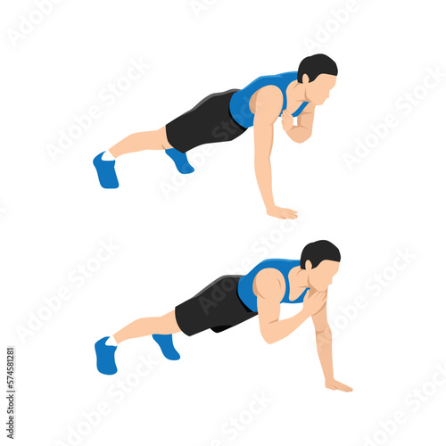 Plank shoulder taps exercise. Flat vector illustration isolated on white background. Layered vector. Abs workout. Flat vector illustration isolated on white background