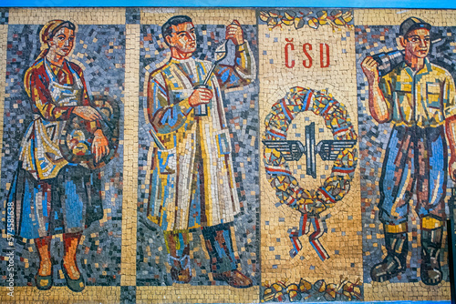 Abandoned communist mosaic of former Soviet Union in Czech Republic